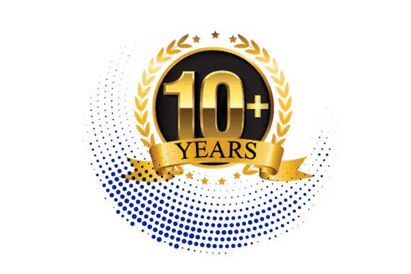 Celebratory logo marking Mumbai Web Design’s 10 years of experience in page speed optimization services.